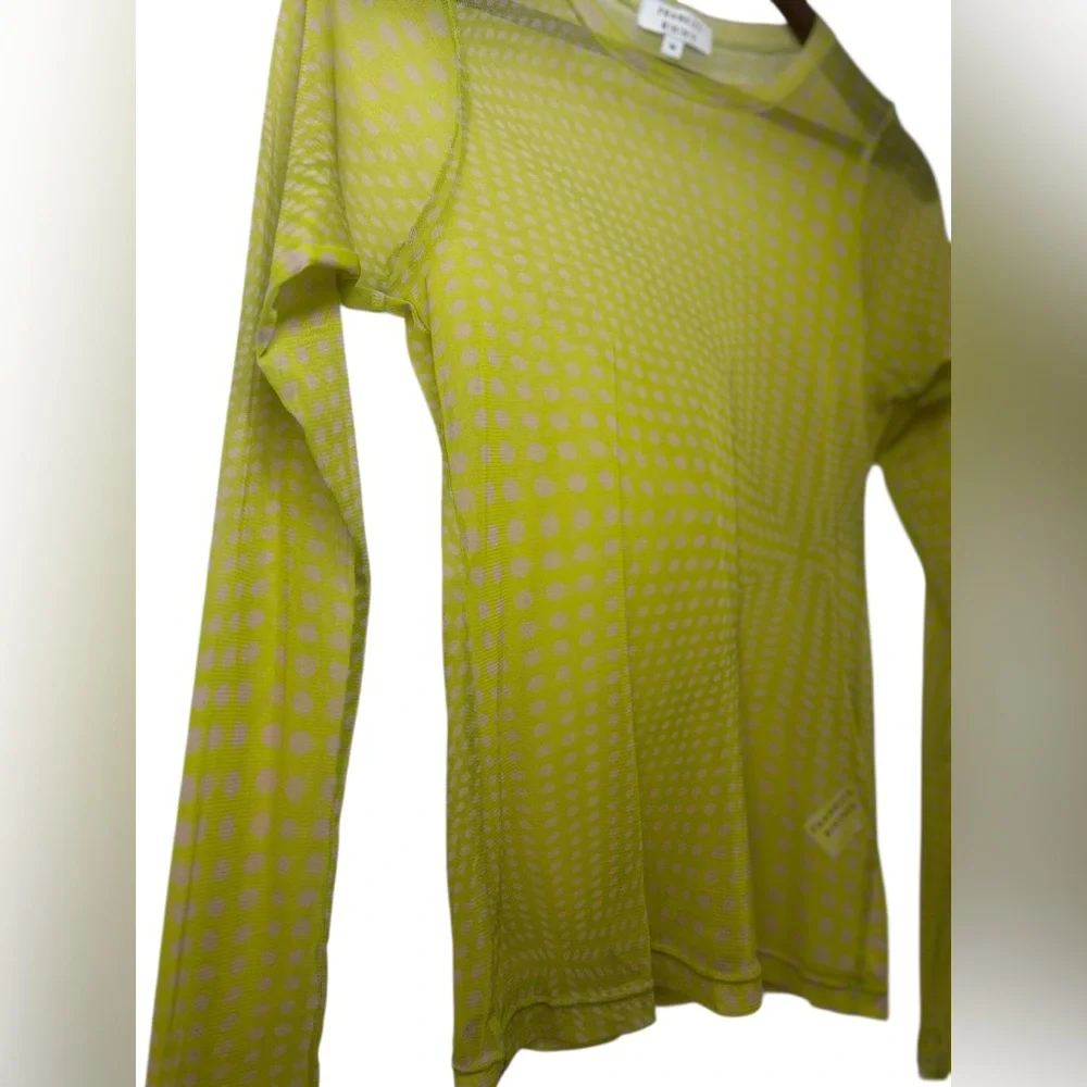 Frankie’s Bikinis Ember Mesh Dots Long Sleeve Shirt Top in Yuma Size Medium